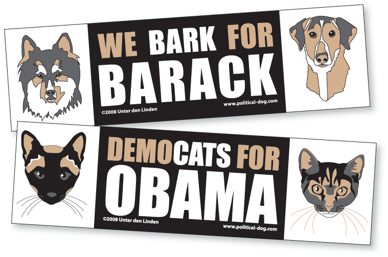 Political Dog bumper stickers.